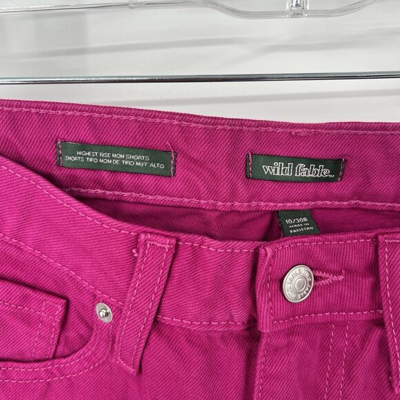 NWT Wild Fable Women's 10 Highest Rise Mom Jean Shorts Pink 100% Cotton - Picture 3 of 8